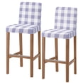 thumbnail image 1 of Purple White Buffalo Check Bar Stool Cover Set of 2, Farmhouse Plaid Modern Geometric Stretch Bar Chair Cover, Removable Washable Pub Counter Stool Chair Slipcover for Kitchen Dining Room Pub Cafe, 1 of 9