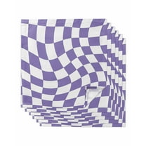Purple White Checkered Cloth Napkins Washable Set of 6, Modern Irregular Geometric Reusable Dinner Table Napkins Cloth Bulk for Weddings Kitchen Restaurants Hotel Events Parties 20 x 20 Inch