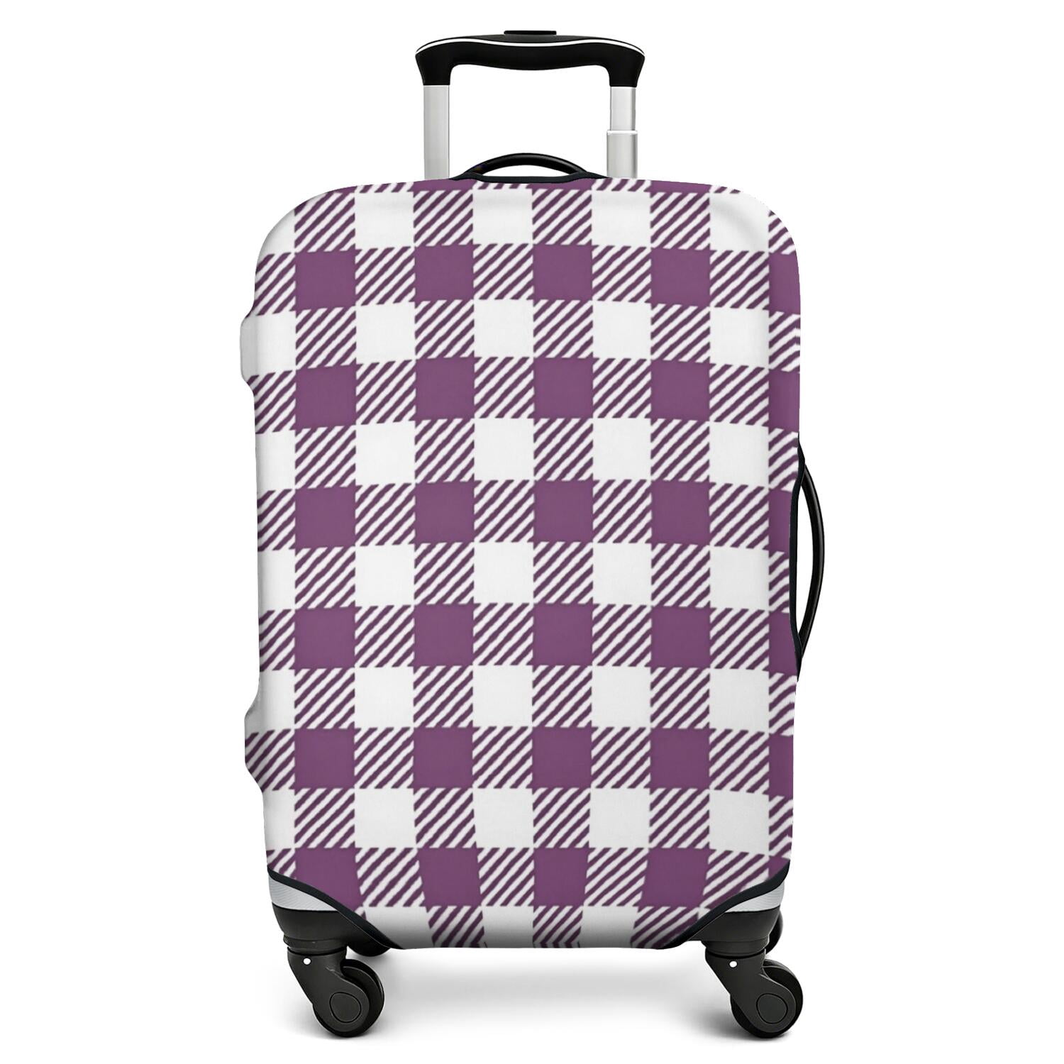 Purple and White Checkered Pattern Luggage Cover,Stretch Travel Baggage ...