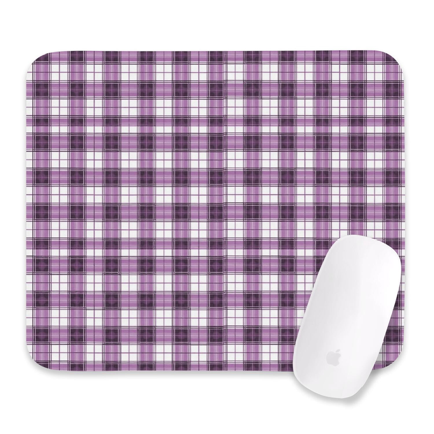 Purple and White Checkered Pattern Square Mouse Pad, Home Office Pad ...