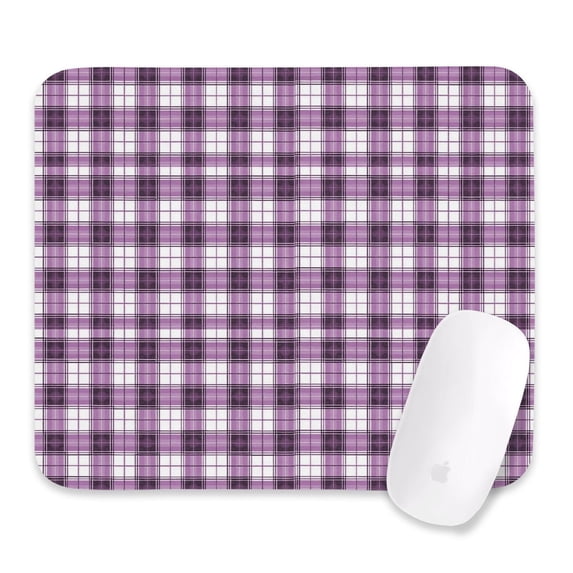 Purple Check Red Purple and White Checkered Pattern Square Mouse Pad, Home Office Pad ...