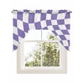 thumbnail image 1 of Purple White Checkered Swag Valance for Windows 56'' x 36'', Modern Irregular Geometric Light Filtering Kitchen Curtains Valances for Bathroom/Living Room/Bedroom/Café, Rod Pocket Curtain Panel, 1 of 6