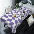 thumbnail image 1 of Purple White Checkered Tablecloth Rectangle Table Cloth 60x120 , Waterproof Tablecloth Outdoor Table Cloth, Modern Irregular Geometric Washable Table Cover for Kitchen Dining Party, 1 of 8