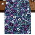 thumbnail image 1 of Purple White Floral 60 Inch Table Runner, Spring Summer Pastoral Botanical Farmhouse Dresser Scarf Cotton & Linen Tablerunner for Dining/Kitchen Island/Holiday Party Décor 13" x 60", 1 of 9