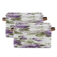 thumbnail image 1 of Purple White Florals Light Green Leaves Square Storage Bins with Handles Collapsible Containing Box 2 Packs, 1 of 9
