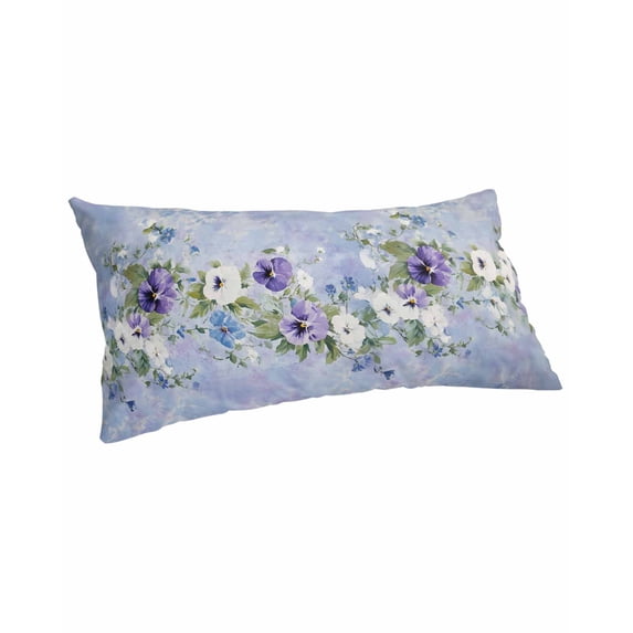 Purple White Flowers Pillow Covers King Size, Spring Farmhouse Botanical Floral Soft Bed Throw Pillowcases Breathable Cooling Long Lumbar Body Pillow Sham Cover for Bed Sofa 20''x40''