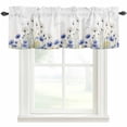 thumbnail image 1 of Purple White Flowers Window Valance Curtain Watercolor Plant Bird Rod Pocket Short Curtain for Living Room, Bedroom & Kitchen Window Decor 60x18in, 1 of 8