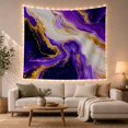 thumbnail image 1 of Purple, White and Gold Vortex Across Flowing Swirls, Dramatic Abstract for Art Lovers, Fluid Art Decor, Housewarming Gift, Tapestry Wall Hanging for Living Room and Studio, 1 of 7