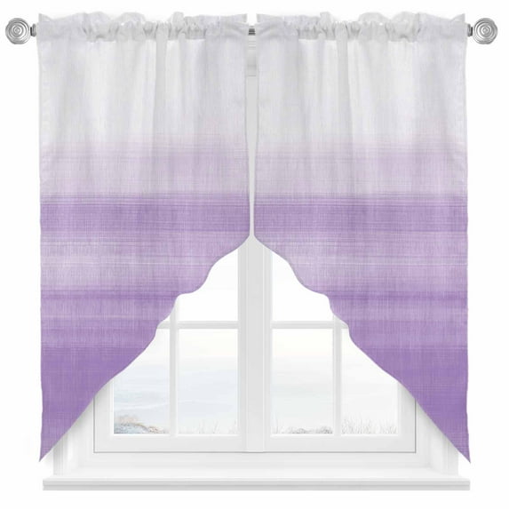 Purple White Gradient Swag Curtain Valance for Windows, Abstract Ombre Texture Modern Art Window Treatments Short Swag Topper for Kitchen Windows Bathroom Bedroom, 36"x36"