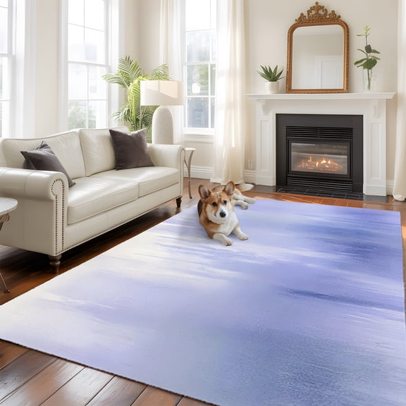 Purple White Gradient Washable Area Rug 9x12 Abstract Modern Art Low-Profile Large Area Rugs with Non Slip Backing Indoor Floor Carpet for Entrance Living Room Bedroom Home Office