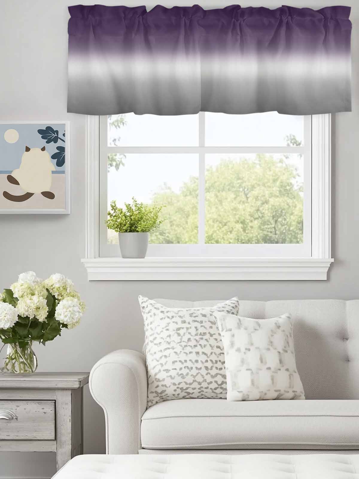 Purple White Grey Gradient Valances for Windows,Rod Pocket Valance for ...