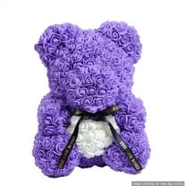 Purple White Heart Rose Bear - Gift for Wedding, Anniversary, Birthday, Party, Home Decor & Valentines