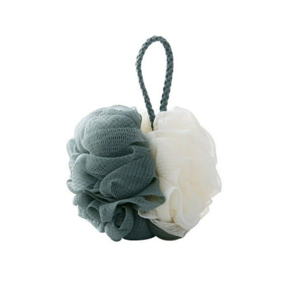 Purple & White Loofah Bath Sponge | Soft PE Mesh Shower Pouf for Exfoliating | 20x18x6cm | Includes Hanging Lanyard | Gentle Skin Cleansing