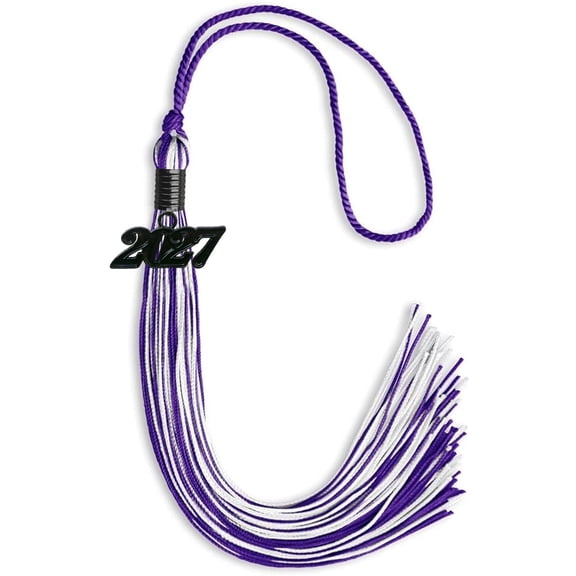 Endea Graduation Purple/White Mixed Color Graduation Tassel with Black Date Drop