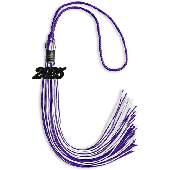 Endea Graduation Purple/White Mixed Color Graduation Tassel with Black Date Drop
