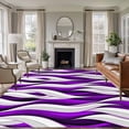 thumbnail image 1 of Purple White Moire Area Rug 6x9 FT, Non Slip Living Room Throw Carpet, Modern Abstract Art Washable Soft Large Floor Carpet Non-Shedding Rug for Bedroom Dining Room Play Room, 1 of 9