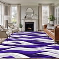 thumbnail image 1 of Purple White Moire Area Rugs 6'x9', Washable Small Throw Rugs for Kitchen Dining room, Modern Abstract Art Elegant Indoor Outdoor Rug Non-Slip Low Pile Carpet Runner Reversible Floor Mats, 1 of 8