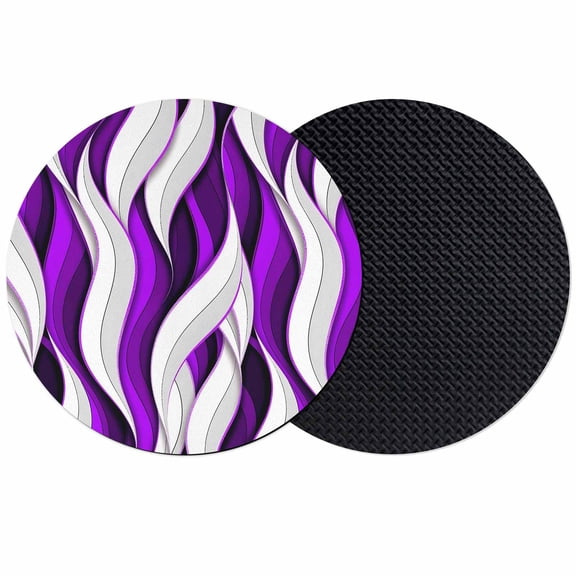 Purple White Moire Coasters Set of 2, Absorbent Coasters for Drinks, Modern Abstract Art Coaster for Desk Coffee Table Protection, Home Decor House Warming Gifts 4"