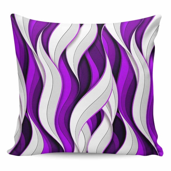 Purple White Moire Pillow Covers 16x16 Inch Decorative Throw Pillow Cover, Modern Abstract Art Sofa Pillowcases Accent Cushion Case Home Decor Bedroom Living Room