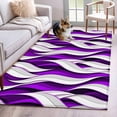 thumbnail image 1 of Purple White Moire Runner Rug 2.7x5 FT, Non Slip Entryway Carpet, Modern Abstract Art Washable Soft Floor Carpet Entrance Mat Non-Shedding Throw Rug for Hallway Laundry Room Bedside, 1 of 9
