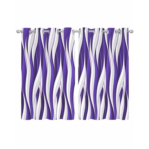 Purple White Moire Sheer Curtains 45 Inch Length 2 Panels Set for Living Room/Bedroom, Modern Abstract Art Elegant Kitchen Curtains Grommet Semi-Sheer Curtains Drapes Window Treatments 42"x45"x2