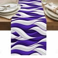 thumbnail image 1 of Purple White Moire Table Runner - 60 Inch Long, Kitchen Dining Table Runner Dresser Scarves, Modern Abstract Art Elegant Farmhouse Decor for Coffee Tables Wedding Party Banquet, 1 of 8