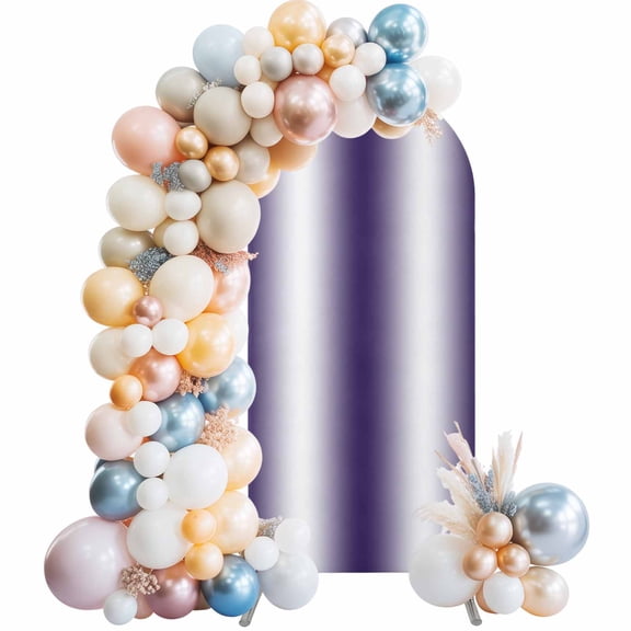 Purple White Ombre Arch Backdrop Cover 5Ft, Wedding Arch Covers Stretchy Backdrop, Retro Rustic Minimalist Abstract Art Fitted 2 Sided Arched Photo Background for Birthday Party Decorations