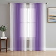 thumbnail image 1 of Purple White Ombre Semi Sheer Curtains 84 Inch Length 2 Panels Set, Modern Abstract Art Farmhouse Gradient Sheer Kitchen Curtain Privacy Voile Window Curtain for Living Room Bedroom Rod Pocket Drapes, 1 of 7