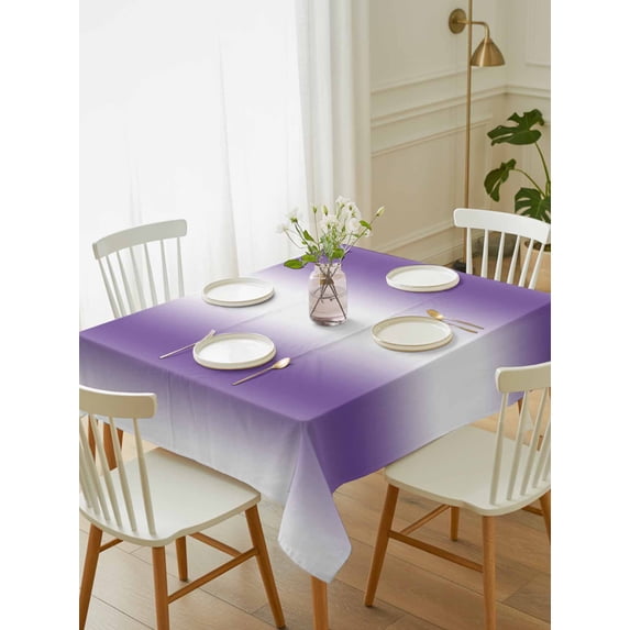 Purple White Ombre Tablecloth Rectangle Table Cloth 60x84, Waterproof Tablecloth Outdoor Table Cloth, Modern Abstract Art Farmhouse Gradient Washable Table Cover for Kitchen Dinning Party