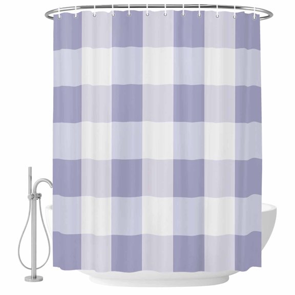 Purple White Plaid Fabric Shower Curtain Simple Style Washable Shower Curtains for Bathroom, Waterproof Bath Curtain with Hooks Home Decor 36x72in