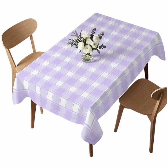 Purple White Plaid Rectangle Tablecloth Farmhouse Rustic Country Checkerboard Pattern Waterproof Wrinkle Free Soft Table Cloth Spill-Proof Washable Table Cover for Dining Party Picnic 60 x 84 Inch