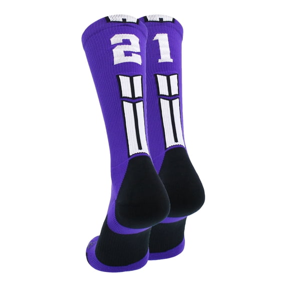 Purple/White Player Id Crew Number Socks (#21, Large)