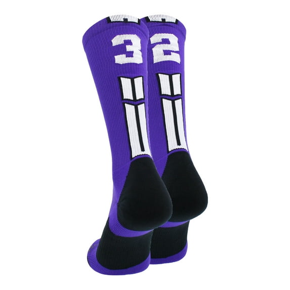 Purple/White Player Id Crew Number Socks (#32, Large)