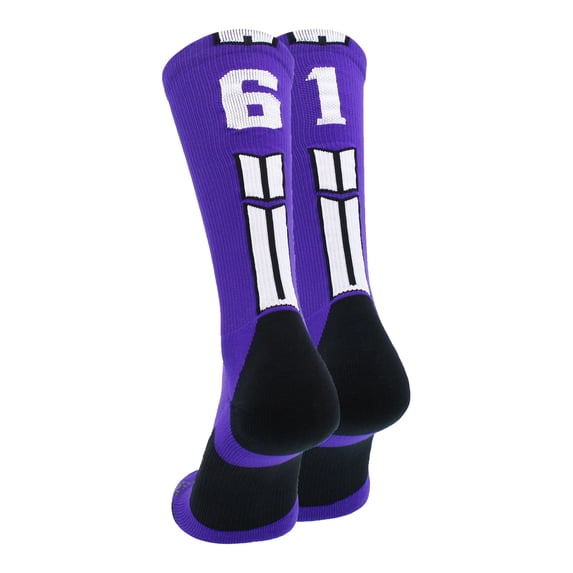 Purple/White Player Id Crew Number Socks (#61, Small)