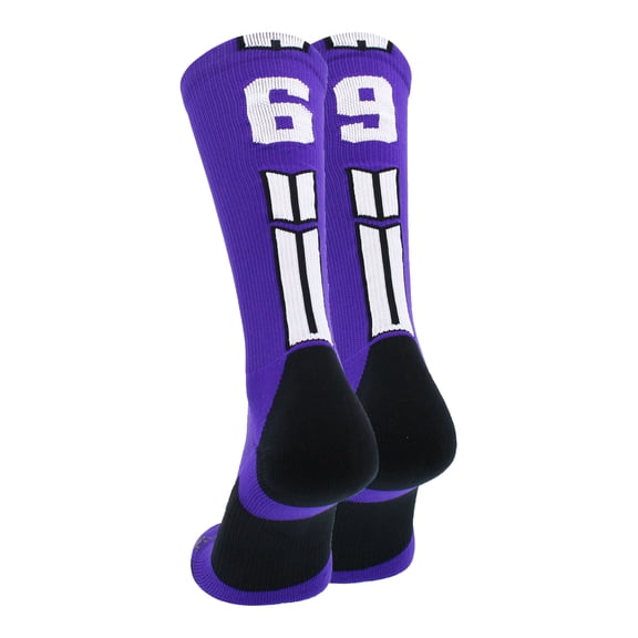 Purple/White Player Id Crew Number Socks (#69, Small)