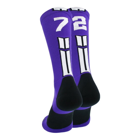 Purple/White Player Id Crew Number Socks (#72, Small)