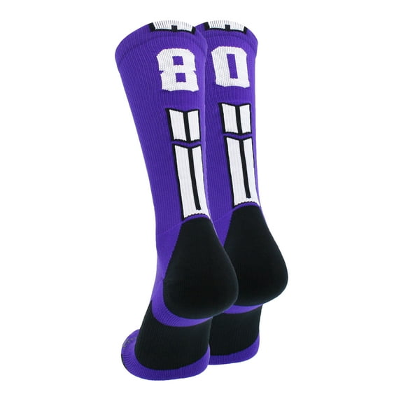 Purple/White Player Id Crew Number Socks (#80, Small)