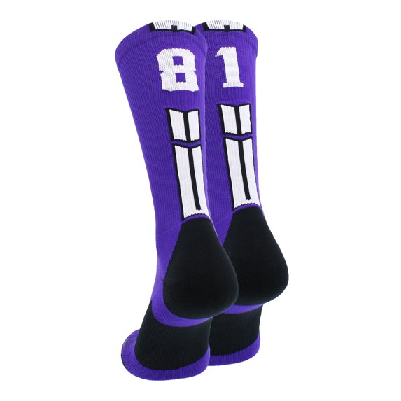 Purple/White Player Id Crew Number Socks (#81, Large)