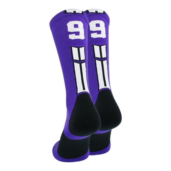 Purple/White Player Id Crew Number Socks (#99, Large)
