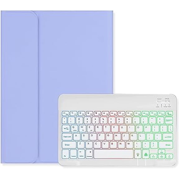 Purple+White RGB Backlit Keyboard Case for iPad 11" 11th Gen / 10.9" 10th Gen