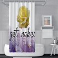 thumbnail image 1 of Purple and White Shower Curtain for Bathroom Yellow Rose Shower Curtain Get Naked Shower Curtains Floral Shower Curtain with Hooks Flower Decorative Bathroom Curtain, 72" W x 72" H, 1 of 6