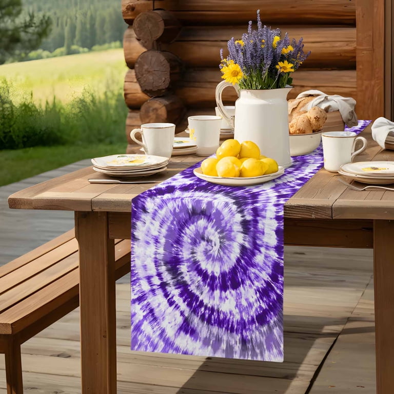 purple dresser runner Wisteria Ribbon Embroidery White Satin Runner Dresser Runner Purple Border