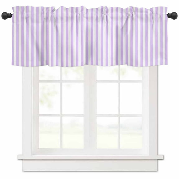 Purple White Stripe Valances for Windows Farmhouse Kitchen Curtains Valances Rod Pocket Valance Curtains for Kitchen Windows Modern Minimalist Geometric Striped Window Valances for Bathroom 54"x18"