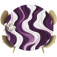 thumbnail image 1 of Purple White Stripes Round Tablecloth 36-44 Inch Round Fitted Table Cloth with Elastic Edge, Modern Art Geometric Abstract Waterproof Table Cover Protector for Outdoor Picnic Party Dining, 1 of 6