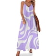 thumbnail image 1 of Purple White Swirl Abstract Pattern Sleeveless Suspender Dress Summer Fashion Casual Long Dress, 1 of 9
