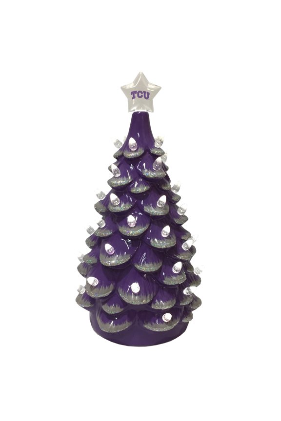Purple/White TCU Horned Frogs 14'' Ceramic Tree
