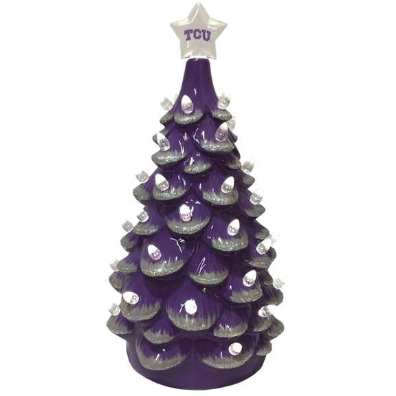 Purple/White TCU Horned Frogs 14'' Ceramic Tree