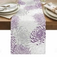thumbnail image 1 of Purple White Table Runner - 120 Inch Long, Kitchen Dining Table Runner Dresser Scarves, Abstract Grey Chrysanthemum Flower Floral Farmhouse Decor for Coffee Tables Wedding Party Banquet, 1 of 8