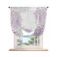 thumbnail image 1 of Purple White Tie Up Curtains for Windows 63 Inch Length Balloon Curtains Kitchen Adjustable Balloon Window Shade Abstract Grey Chrysanthemum Flower Floral Tie Up Bathroom Curtain Window 52"x63", 1 of 6