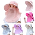 thumbnail image 1 of Purple Wide Brim Sun Hats Men and Women Sun Hat with Removable Face Cover and Neck Flap Polyester Summer UV Protection Beach Fishing Hat for Hiking Garden Travel Chin Strap One Size, 1 of 3